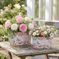 Rose in vaso, vaso decorativo, vassoio per fiori 21,5 cm/18,5 cm, set da 2 | Floristik24.it