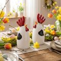 Decorazione da tavolo in ceramica con gallo rosso e bianco 7×6×15cm 2 pezzi | Floristik24.it