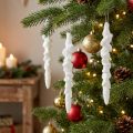 Decorazione a forma di ghiacciolo, decorazione per albero di Natale innevato, 14 cm, 4 pezzi | Floristik24.it