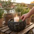 Lanterna intrecciata in vetro rattan nero, marrone, candela Ø23cm H18cm | Floristik24.it