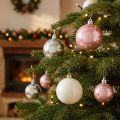 Palline di Natale mix rosa, grigio, bianco Ø5,5cm 10p | Floristik24.it