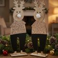 Figura decorativa in legno di renna standee Natale 12 × 6,5 cm H45 cm 2 pezzi | Floristik24.it