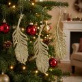 Piume decorative, decorazioni per alberi con glitter, decorazioni per l'avvento, piume per appendere dorate L22cm 12 pezzi | Floristik24.it