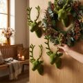 Testa di cervo decorativa floccata verde muschio 10 cm x 20 cm 3 pz | Floristik24.it