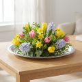Piatto decorativo in metallo argento lucido Ø36cm H3cm | Floristik24.it
