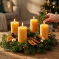 Candele dell'Avvento, gialle rustiche, 70/110 mm, 4 pezzi - candele a colonna in tinta unita per decorazioni natalizie suggestive | Floristik24.it