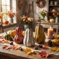 Pera in legno decorazione in legno autunno rosso giallo bianco 12×6cm 3 pezzi | Floristik24.it