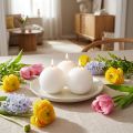 Set di 6 candele a sfera bianche da 80 mm - candele di cera decorative per feste e un'atmosfera accogliente | Floristik24.it