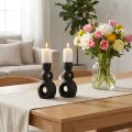 Portacandele Candeliere in ceramica nero moderno H16cm 2 pezzi | Floristik24.it