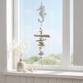 Ghirlanda decorativa marittima con conchiglie di legno galleggiante Cavalluccio marino bianco 55cm | Floristik24.it
