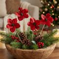 Pali in legno per fiori, rossi, decorativi, 9-12 cm, 45 cm, 15 pezzi. | Floristik24.it