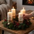 Candele natalizie a colonna, set da 4, bianche e oro, 60x130 mm - Decorazione festiva, cera naturale pura | Floristik24.it