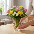 Vaso in vetro trasparente Ø8cm H11cm per la decorazione della tavola | Floristik24.it