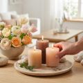 Set di 12 candele a colonna color marrone, 70x80 mm, tinte in massa - Perfette per decorazioni, benessere e celebrazioni | Floristik24.it
