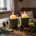 Portacandele a bastone tazza vintage in metallo verde Ø7cm H6cm 2 pezzi | Floristik24.it