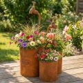 Fioriera decorativa in metallo patinato con rubinetto H25/37/43 cm set da 3 pz | Floristik24.it