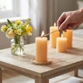 Candele tinta unita pilastri luminosi albicocca 50×100 mm 4 pz | Floristik24.it