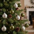Palline di Natale mini palline di vetro verde argento 4 cm 24 pezzi | Floristik24.it