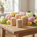 Candele a colonna candela scanalata beige 70/90 mm 4 pz | Floristik24.it