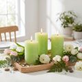 Candela verde lime​​​​​​​ tinta unita 60mm x 80mm 4 pz | Floristik24.it