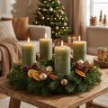 Candele a colonna color verde oliva, 85x120 mm, 2 pezzi, per corone dell'Avvento e decorazioni da tavola | Floristik24.it