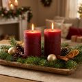 Candele tinta unita rosso scuro 85x120mm 2 pz | Floristik24.it