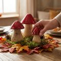 Funghi decorativi Funghi in legno rosso lucido decorazione autunnale H6/8/10 cm set da 3 | Floristik24.it