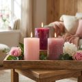 Set di candele a colonna, colori rosa e frutti di bosco, 70x100 mm, lunga durata di combustione, confezione da 12, ideali come decorazione e regalo | Floristik24.it