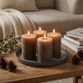 Candele a colonna marroni, tinta unita, 70x100 mm, set da 4, decorazione rustica | Floristik24.it