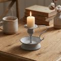 Candeliere in metallo con manico bianco grigio 12,5 cm | Floristik24.it