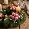 Mini palline di Natale su filo Ø20mm vetro rosa 140p | Floristik24.it