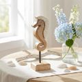 Decorazione in legno di mango cavalluccio marino con perle decorazione da tavolo marittima 20cm | Floristik24.it