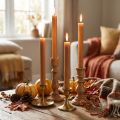Candele affusolate monocolore, color caramello, 22×240 mm, 12 pezzi | Floristik24.it