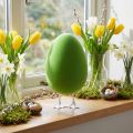 Uovo di Pasqua con piedini decorativo verde uovo floccato Decorazione per vetrina Pasqua H25cm | Floristik24.it