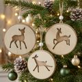 Addobbo natalizio con cervo Medaglione in legno Ø9,5cm 6pz | Floristik24.it