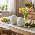 Uova di Pasqua in ceramica Uovo decorativo con scanalature Bianco Grigio 10×12,5cm 2 pezzi | Floristik24.it