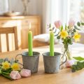 Portacandele conico tazza vintage metallo grigio Ø7cm H6cm 2pz | Floristik24.it