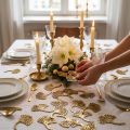 Decorazione a dispersione decorazione gingko oro foglia gingko glitter 3×4cm 72 pz | Floristik24.it