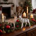 Cervo decorativo floccato/nevicato 27,5 cm 2 pz | Floristik24.it