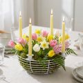 Portacandele in ciotola di metallo decorativo bianco Ø14cm H7cm | Floristik24.it
