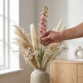 Delphinium rosa essiccato (artificiale), vaso decorativo per fiori 64 cm 25 g | Floristik24.it