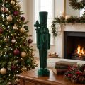 Statuetta dello schiaccianoci, in piedi, decorazione natalizia, floccata, 77 cm | Floristik24.it
