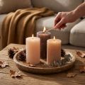 Candele decorative a colonna, mix di 3 tonalità di marrone, tinta unita, 70x120 mm, set da 12 per atmosfera e casa | Floristik24.it