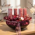 Candele a colonna rosa, effetto marmo rosa antico, 85×200 mm, set da 2, per decorazione e regalo | Floristik24.it