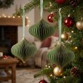 Decorazioni natalizie vintage, carta verde e oro, Ø8cm, set da 4 | Floristik24.it