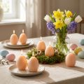 Candele pasquali a forma di uovo, design pesca, Ø6cm, H9cm, 6 pezzi | Floristik24.it
