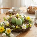Candeline pasquali a forma di uovo, verdi, 9 cm, altezza 20 cm, 6 pezzi | Floristik24.it