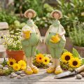 Statuette decorative da giardiniere, decorazione da tavola, estate, verde/giallo, 16,5 x 5,5 cm, 2 pezzi | Floristik24.it