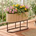 Mini aiuola rialzata, fioriera, contenitore, legno, ovale, 50×20cm, H40cm | Floristik24.it