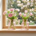 Vaso da fiori in vetro, stile retrò, con sfumature rosa, Ø11cm, H14.5cm, 2 pezzi | Floristik24.it